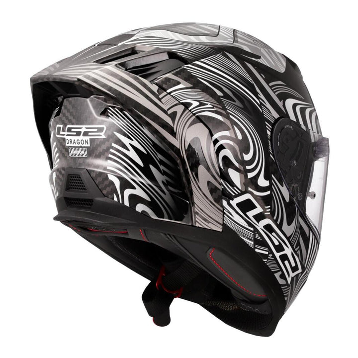 LS2 FF807 Dragon Carbon Enthum Helmet - Black / Silver 06