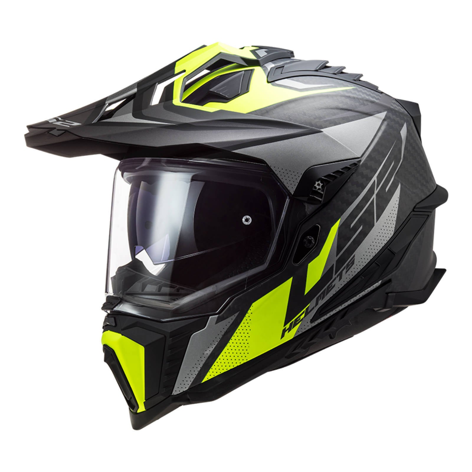 LS2 MX701 Explorer Carbon Focus Helmet - Matte Titanium / Hi-Vis