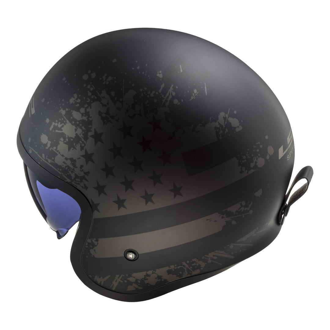 LS2 OF599 Spitfire II Flag Helmet - Matte Black 06